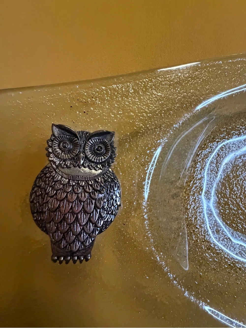 Vintage Fifth Avenue Crystal Glass Owl Serving Platter Tray